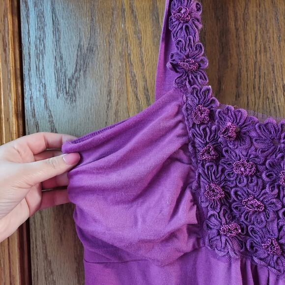 Purple flower detailed swoop neck tank dress  XL - Picture 4 of 9